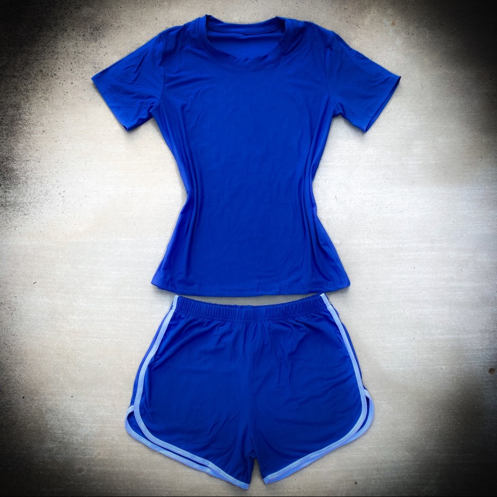 Royal Blue Short Shirt Set L/XL NWT